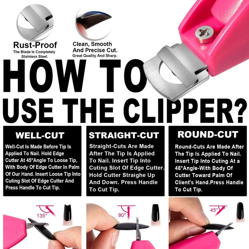 GA&EN Pink Adjustable Artificial Acrylic Fake Nail False Nail Tip Clipper Cutter Trimmer Manicure Pedicure Sharp Blade Clip Tool For Salon Home Nail Art Beauty Design DIY - Image 2
